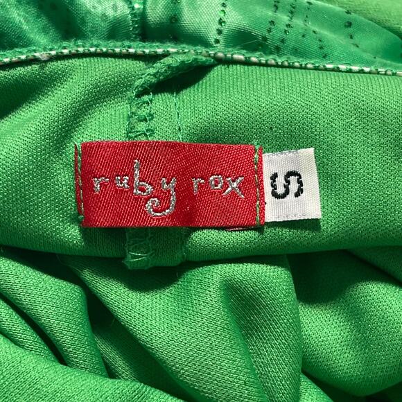 Ruby Rox 80s Green Babydoll Halter Dress Sz S Ruffled Ruched Open Back Coquette - Picture 7 of 8